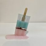 Resin Melting Icy Pole / Ice Block / Popsicle Sculpture Pink & Aqua